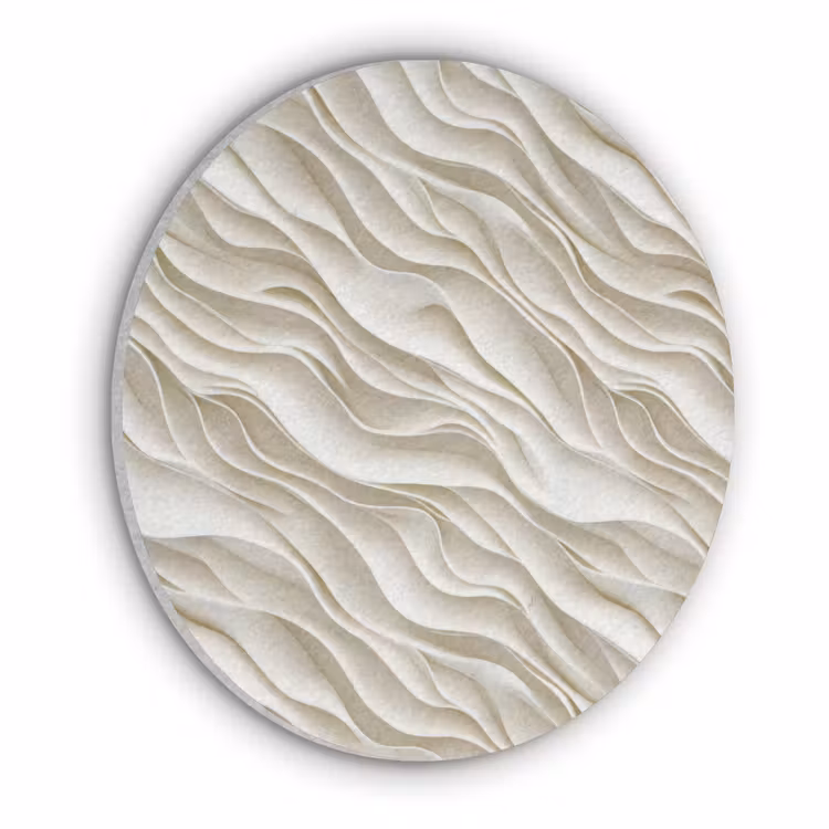 Golven - Wit - Minimalistisch Akoestische PET Vilt - Rond klein 838 -3d