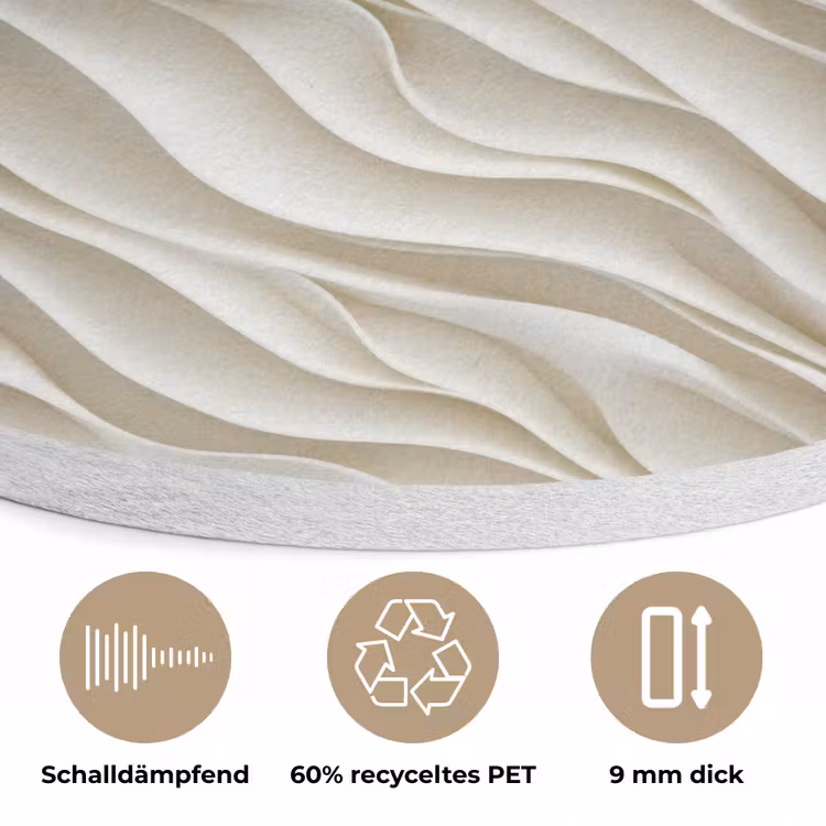 Golven - Wit - Minimalistisch Akoestische PET Vilt - Rond klein 838 -closeup_DE