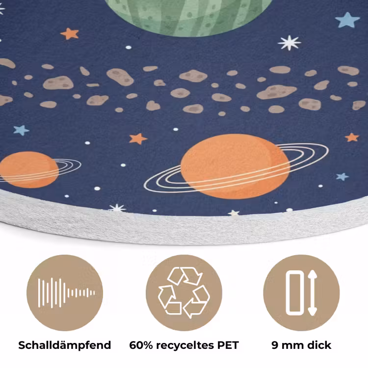 Ruimte - Planeten - Kleurrijk Akoestische PET Vilt - Rond klein -closeup_DE
