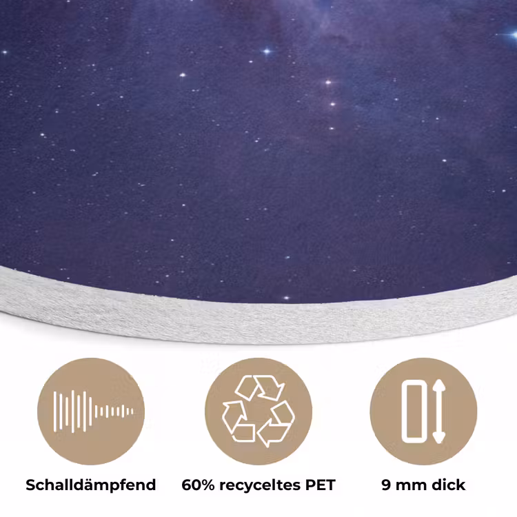 Ruimte - Sterren - Kleurrijk Akoestische PET Vilt - Rond klein -closeup_DE
