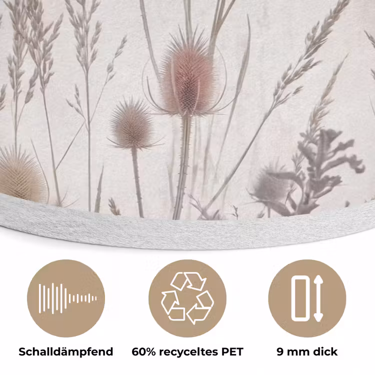 Weidebloemen - Design - Sepia Akoestische PET Vilt - Rond klein -closeup_DE