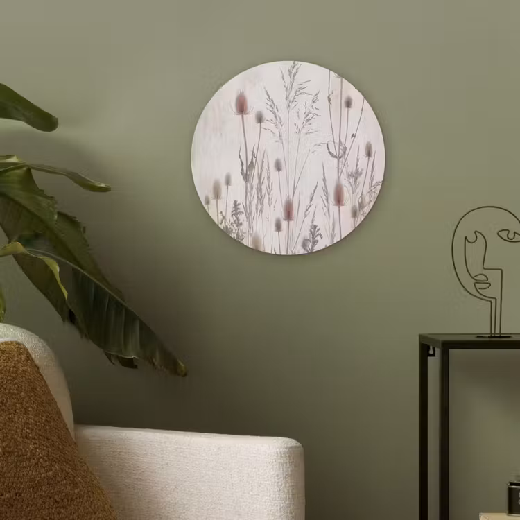 Weidebloemen - Design - Sepia Akoestische PET Vilt - Rond klein -sfeer2