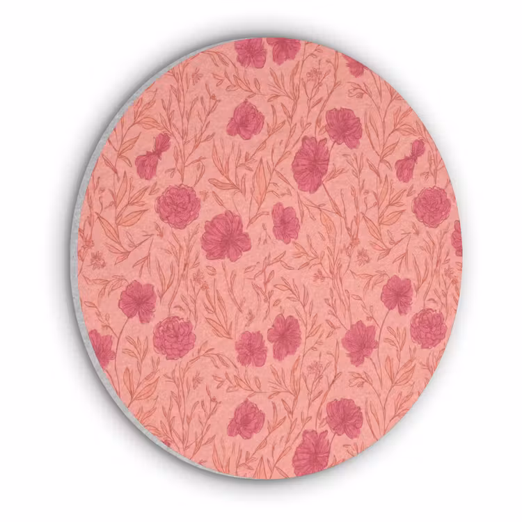 Weidebloemen - Romantisch - Roze Akoestische PET Vilt - Rond klein 838 -3d