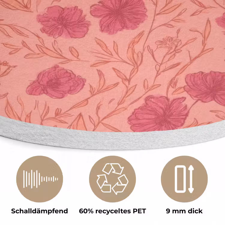 Weidebloemen - Romantisch - Roze Akoestische PET Vilt - Rond klein 838 -closeup_DE