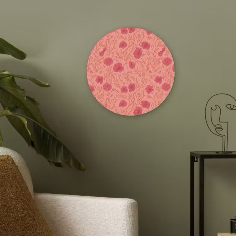 Weidebloemen - Romantisch - Roze Akoestische PET Vilt - Rond klein 838 -sfeer2
