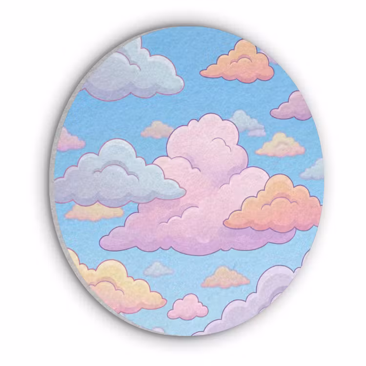 Wolk - Lucht - Natuur - Illustratie - Pastel Akoestische PET Vilt - Rond klein -3d