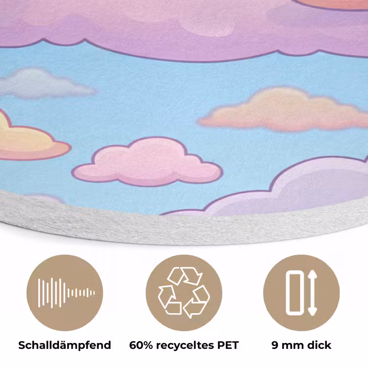 Wolk - Lucht - Natuur - Illustratie - Pastel Akoestische PET Vilt - Rond klein -closeup_DE