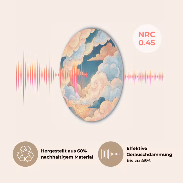 Wolk - Lucht - Natuur - Illustratief - Oranje Akoestische PET Vilt - Rond klein -USP_DE