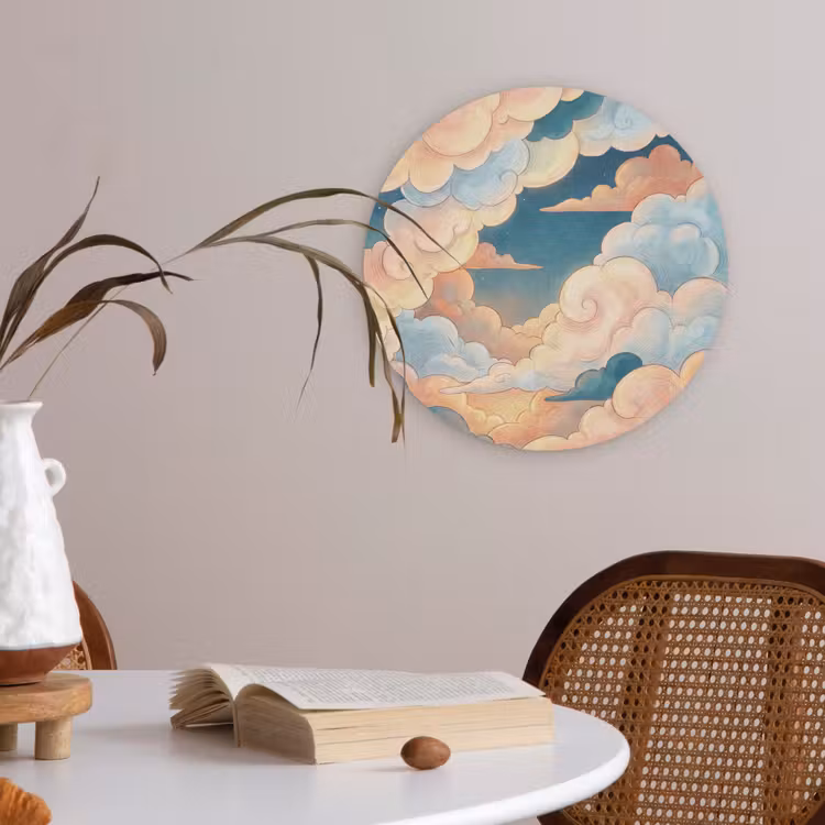 Wolk - Lucht - Natuur - Illustratief - Oranje Akoestische PET Vilt - Rond klein -sfeer3
