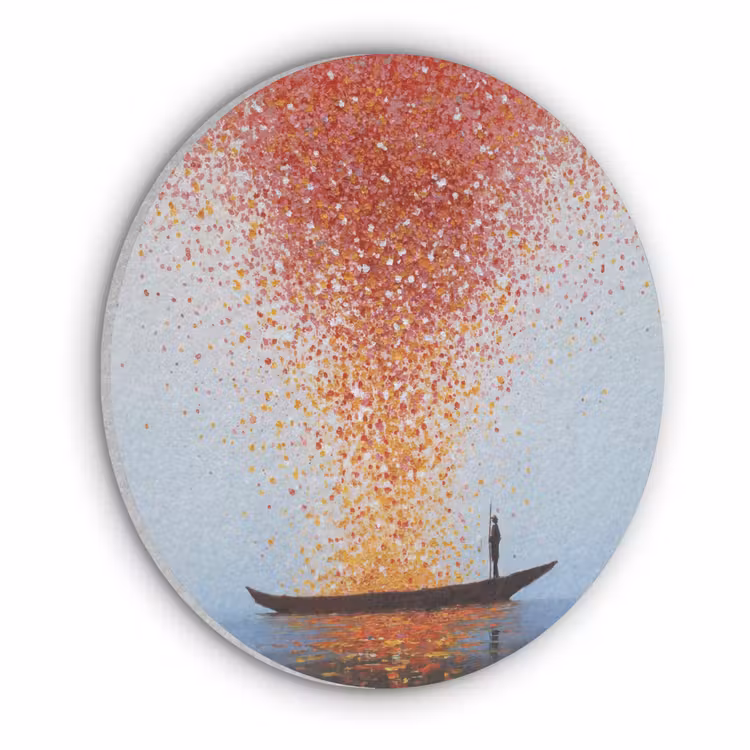 Wolk - Confetti - Boot - Wateroppervlakte Akoestische PET Vilt - Rond klein -3d