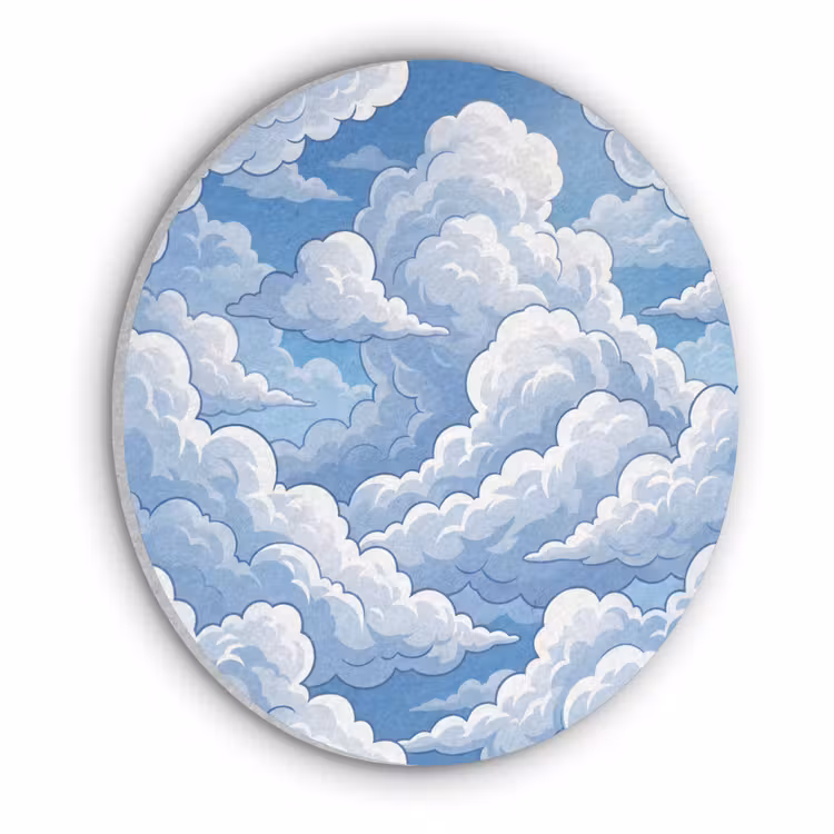 Wolken - Hemel - Abstract - Wit Akoestische PET Vilt - Rond klein -3d