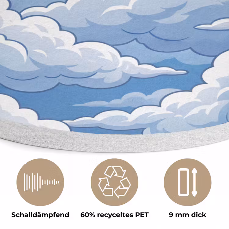 Wolken - Hemel - Abstract - Wit Akoestische PET Vilt - Rond klein -closeup_DE