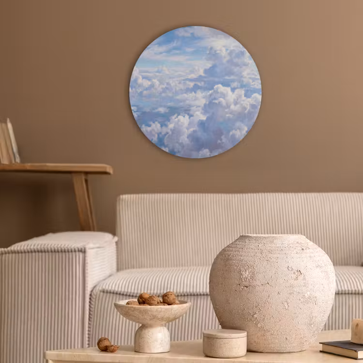 Wolken - Lucht - Natuur - Abstract - Blauw Akoestische PET Vilt - Rond klein -sfeer1