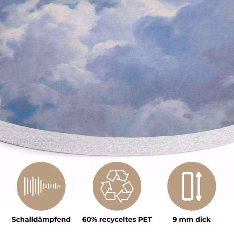 Wolken - Lucht - Natuur - Abstract - Blauw Akoestische PET Vilt - Rond klein -closeup_DE