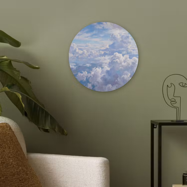 Wolken - Lucht - Natuur - Abstract - Blauw Akoestische PET Vilt - Rond klein -sfeer2