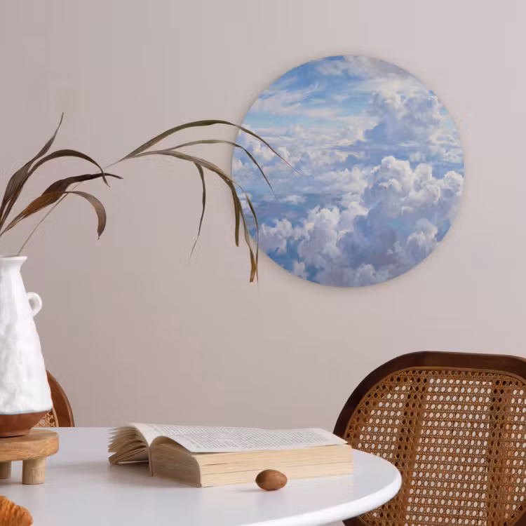 Wolken - Lucht - Natuur - Abstract - Blauw Akoestische PET Vilt - Rond klein -sfeer3