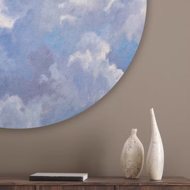 Wolken - Lucht - Natuur - Abstract - Blauw Akoestische PET Vilt - Rond klein -sfeer5_closeup