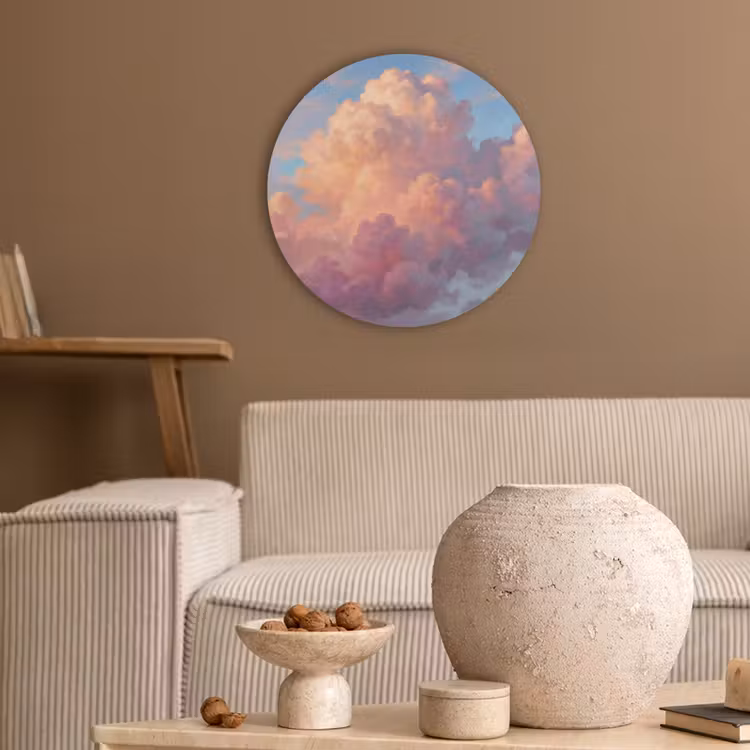 Wolken - Lucht - Natuur - Abstract - Kleurrijk Akoestische PET Vilt - Rond klein -sfeer1