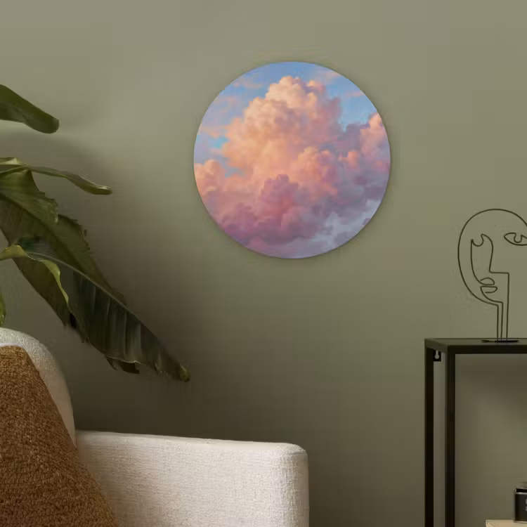 Wolken - Lucht - Natuur - Abstract - Kleurrijk Akoestische PET Vilt - Rond klein -sfeer2