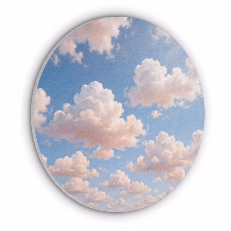 Wolken - Hemel - Natuur - Licht - Blauw Akoestische PET Vilt - Rond klein -3d