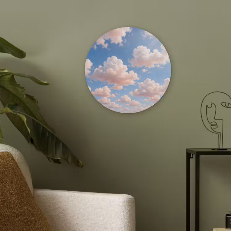 Wolken - Hemel - Natuur - Licht - Blauw Akoestische PET Vilt - Rond klein -sfeer2