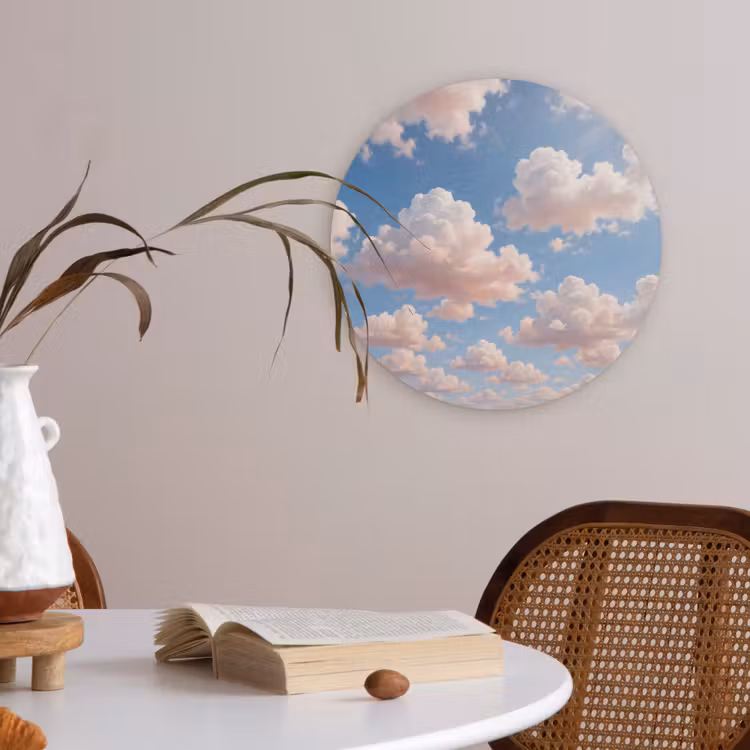 Wolken - Hemel - Natuur - Licht - Blauw Akoestische PET Vilt - Rond klein -sfeer3