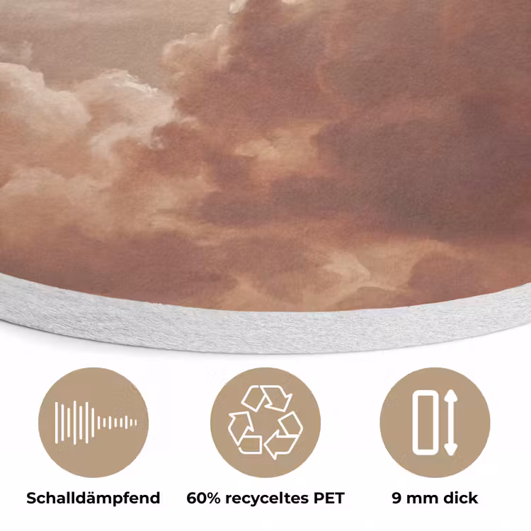 Wolken - Lucht - Natuur - Modern - Bruin Akoestische PET Vilt - Rond klein -closeup_DE