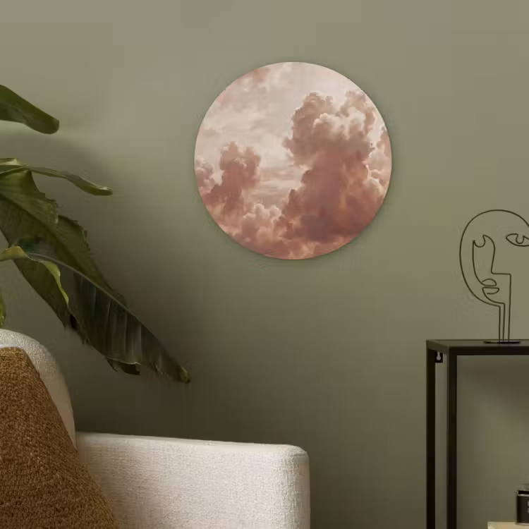 Wolken - Lucht - Natuur - Modern - Bruin Akoestische PET Vilt - Rond klein -sfeer2
