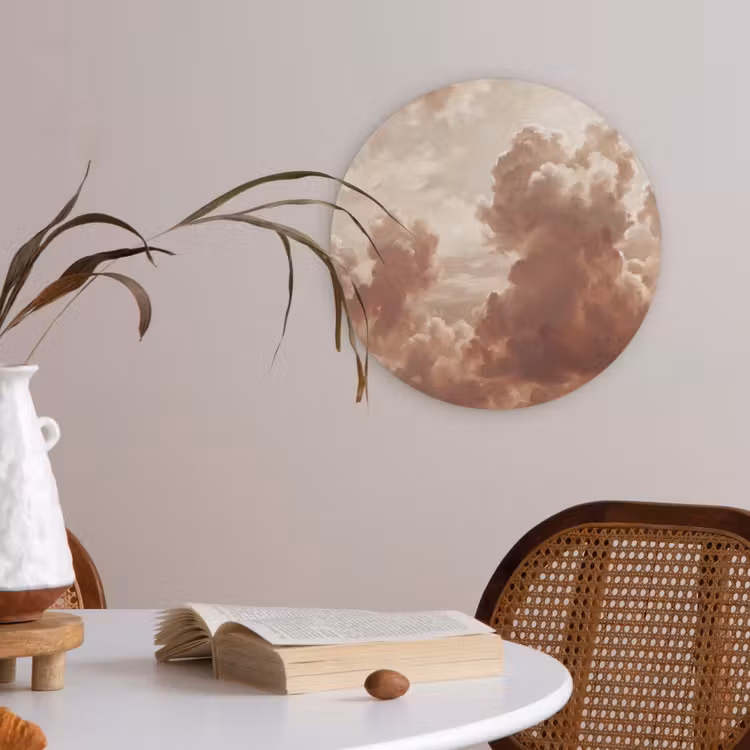 Wolken - Lucht - Natuur - Modern - Bruin Akoestische PET Vilt - Rond klein -sfeer3