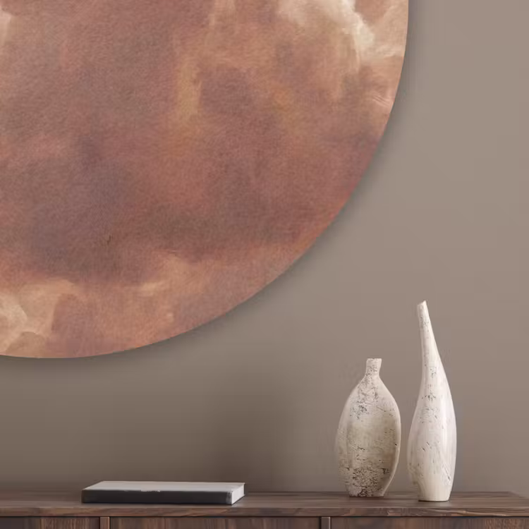 Wolken - Lucht - Natuur - Modern - Bruin Akoestische PET Vilt - Rond klein -sfeer5_closeup