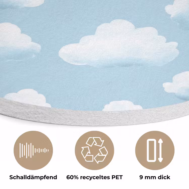Wolken - Illustratie - Blauw Akoestische PET Vilt - Rond klein 838 -closeup_DE