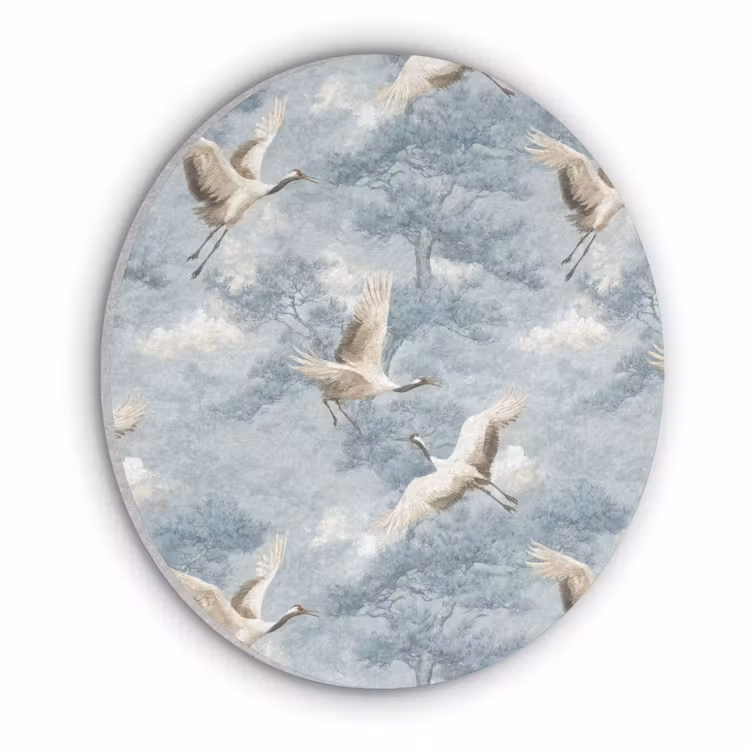Wolken - Kraanvogels - Blauw Akoestische PET Vilt - Rond klein 838 -3d