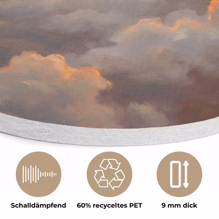 Wolken - Zonsondergang - Natuur - Abstract - Goud Akoestische PET Vilt - Rond klein -closeup_DE