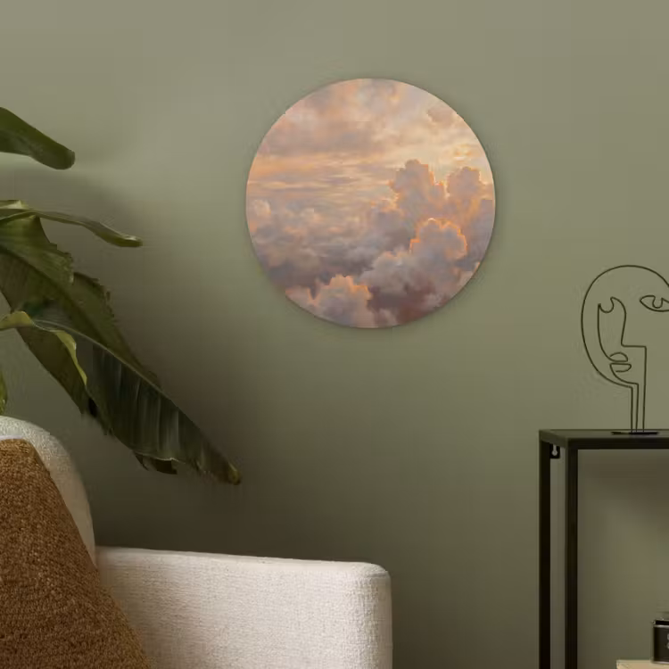 Wolken - Zonsondergang - Natuur - Abstract - Goud Akoestische PET Vilt - Rond klein -sfeer2