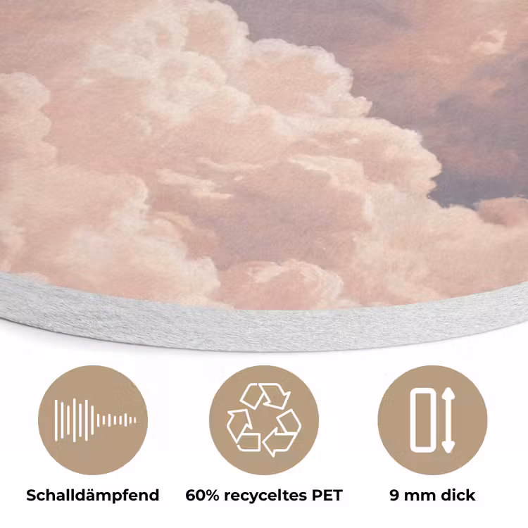 Wolken - Zonsondergang - Natuur - Pastel - Roze Akoestische PET Vilt - Rond klein -closeup_DE