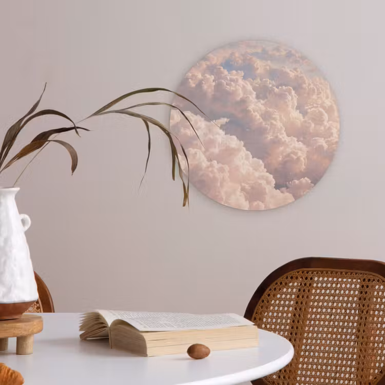 Wolken - Zonsondergang - Natuur - Pastel - Roze Akoestische PET Vilt - Rond klein -sfeer3