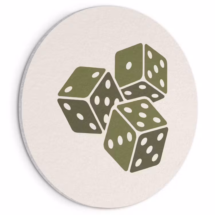 Dobbelsteen - Spel - Groen - Abstract Akoestische PET Vilt - Rond klein -3d