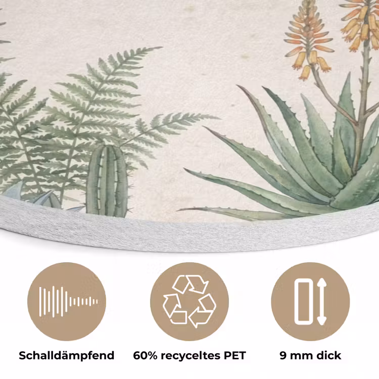 Woestijn - Planten - Groen Akoestische PET Vilt - Rond klein -closeup_DE