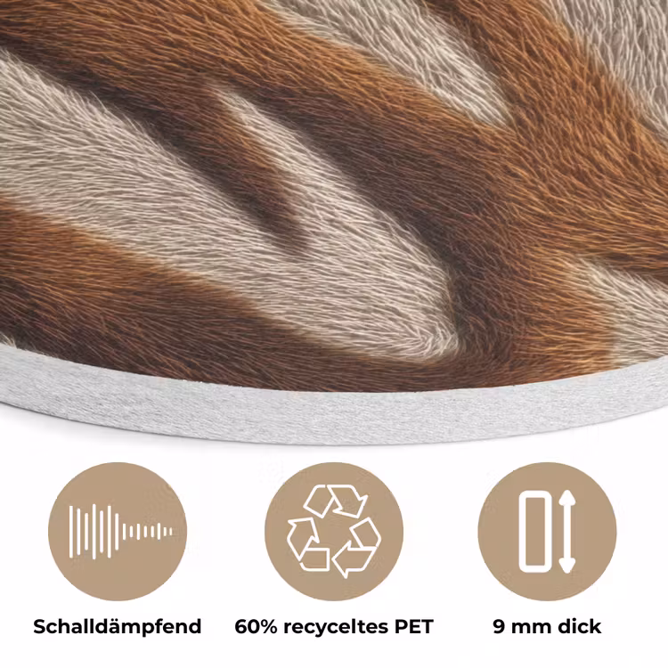 Zebra - Bruin - Patroon Akoestische PET Vilt - Rond klein 838 -closeup_DE