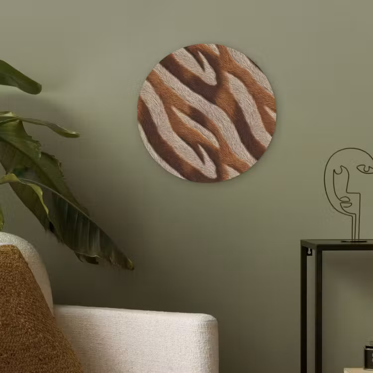 Zebra - Bruin - Patroon Akoestische PET Vilt - Rond klein 838 -sfeer2