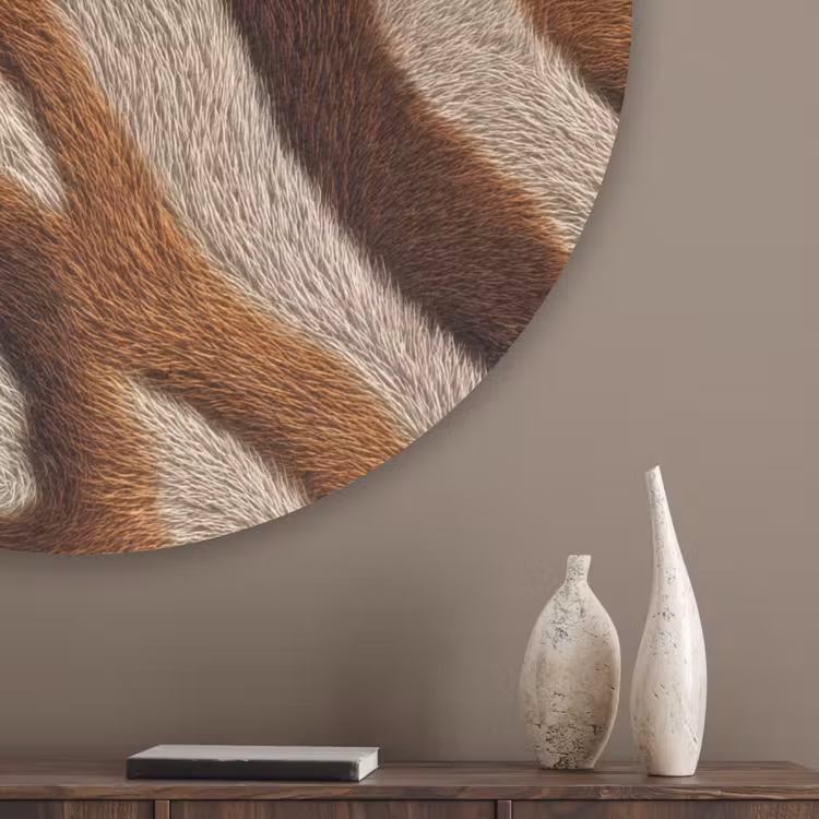 Zebra - Bruin - Patroon Akoestische PET Vilt - Rond klein 838 -sfeer5_closeup
