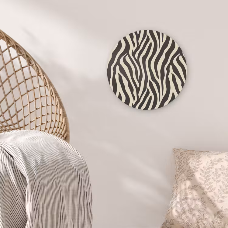 Zebra - Print - Klassiek - Zwart Akoestische PET Vilt - Rond klein 838 -sfeer4
