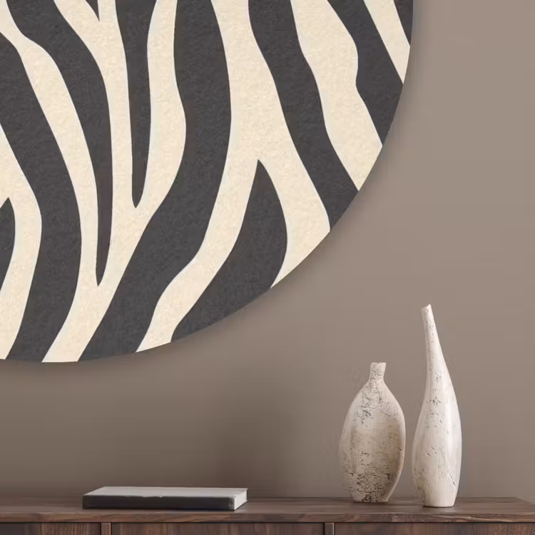 Zebra - Print - Klassiek - Zwart Akoestische PET Vilt - Rond klein 838 -sfeer5_closeup
