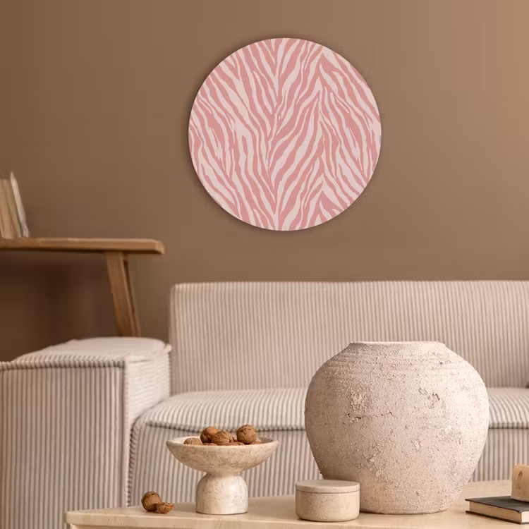 Zebra - Print - Roze Akoestische PET Vilt - Rond klein 838 -sfeer1