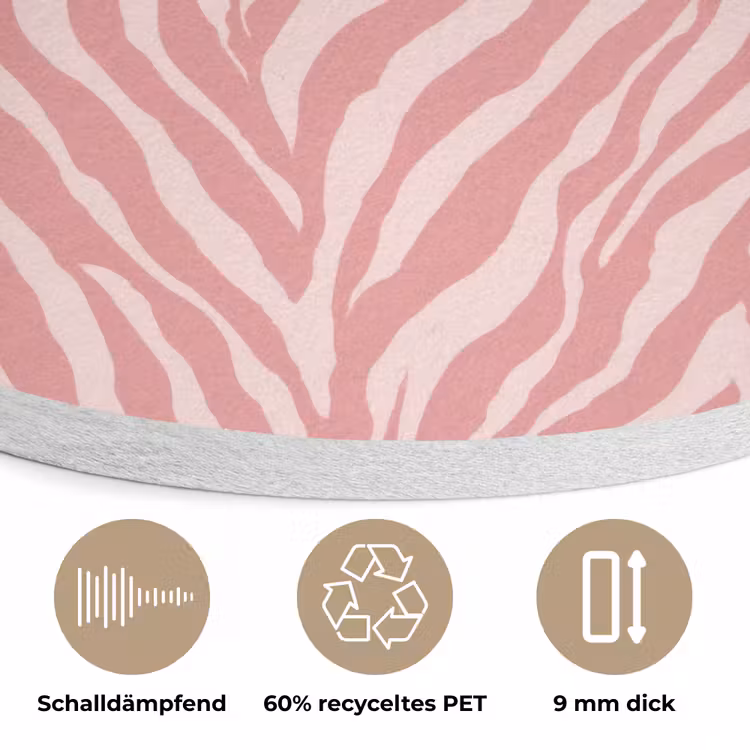Zebra - Print - Roze Akoestische PET Vilt - Rond klein 838 -closeup_DE