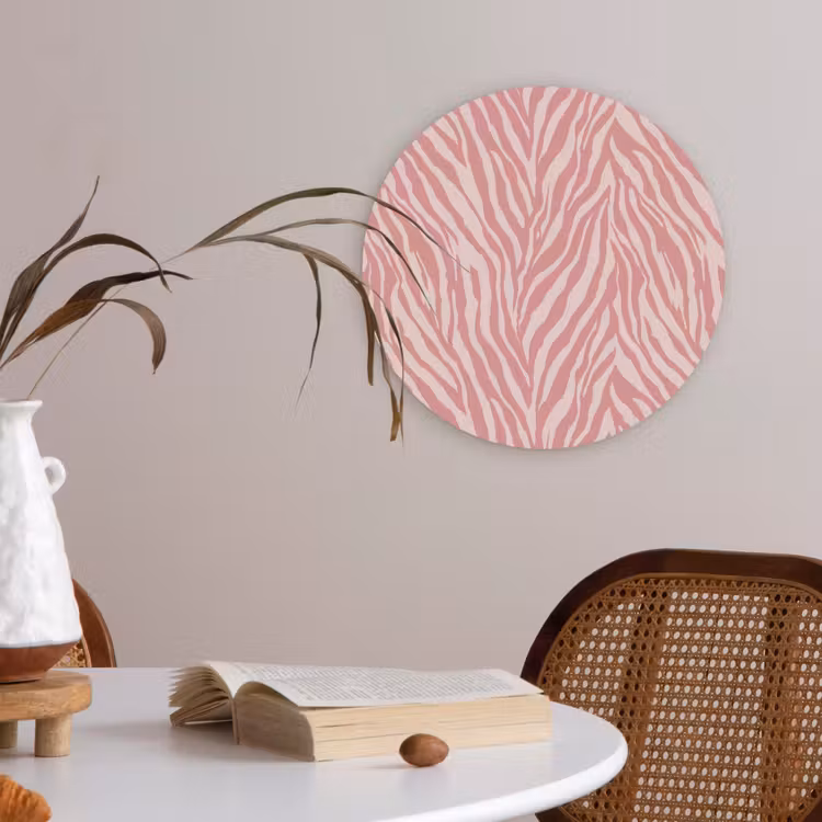 Zebra - Print - Roze Akoestische PET Vilt - Rond klein 838 -sfeer3