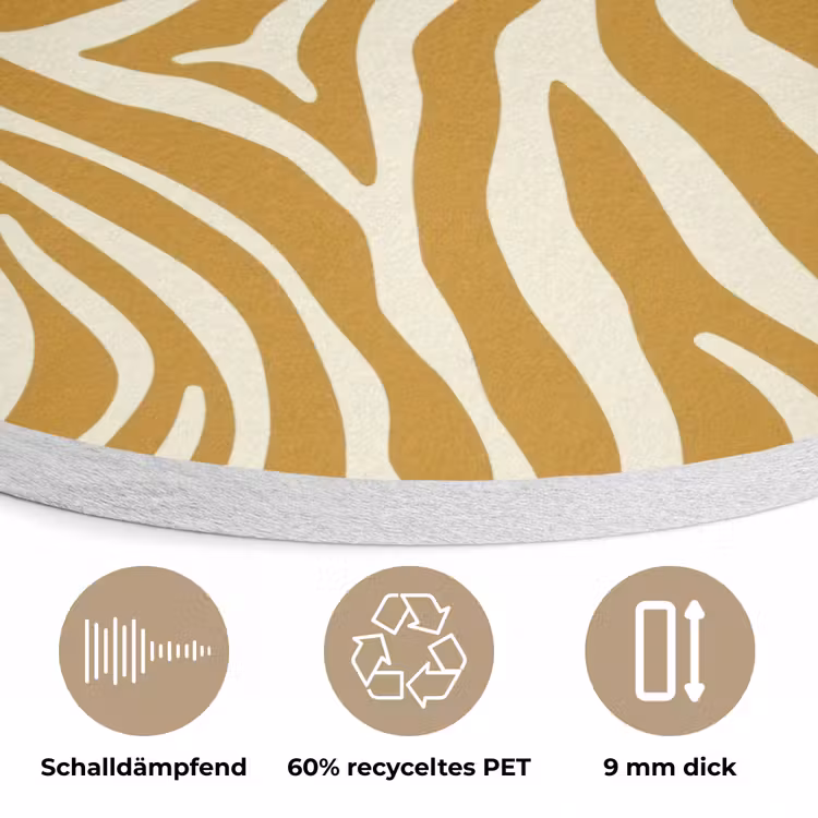 Zebra - Klassiek - Oker - Geel Akoestische PET Vilt - Rond klein 838 -closeup_DE