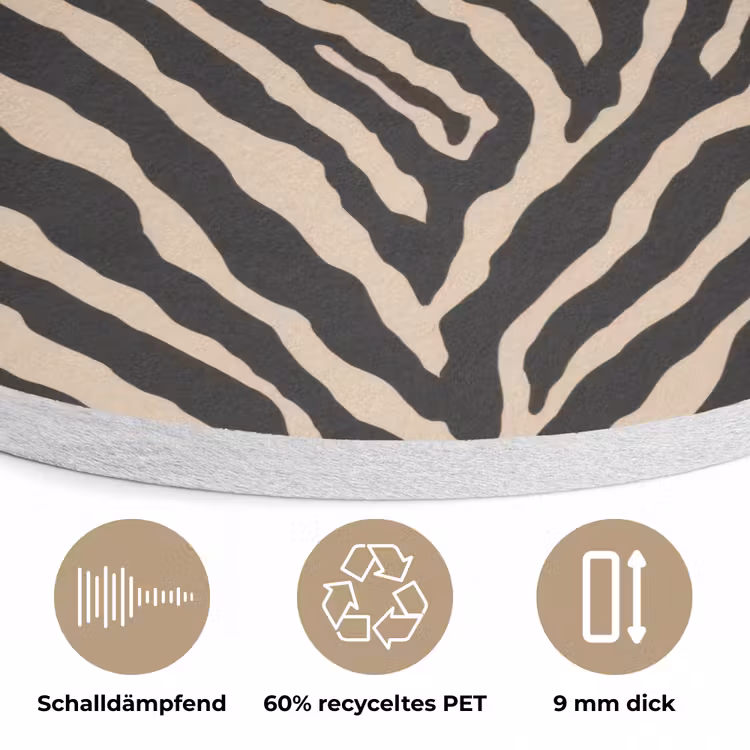 Zebra - Klassiek - Zwart Akoestische PET Vilt - Rond klein 838 -closeup_DE