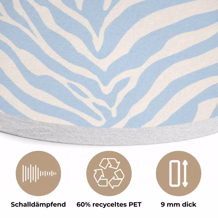 Zebra - Motief - Blauw - Wit Akoestische PET Vilt - Rond klein 838 -closeup_DE