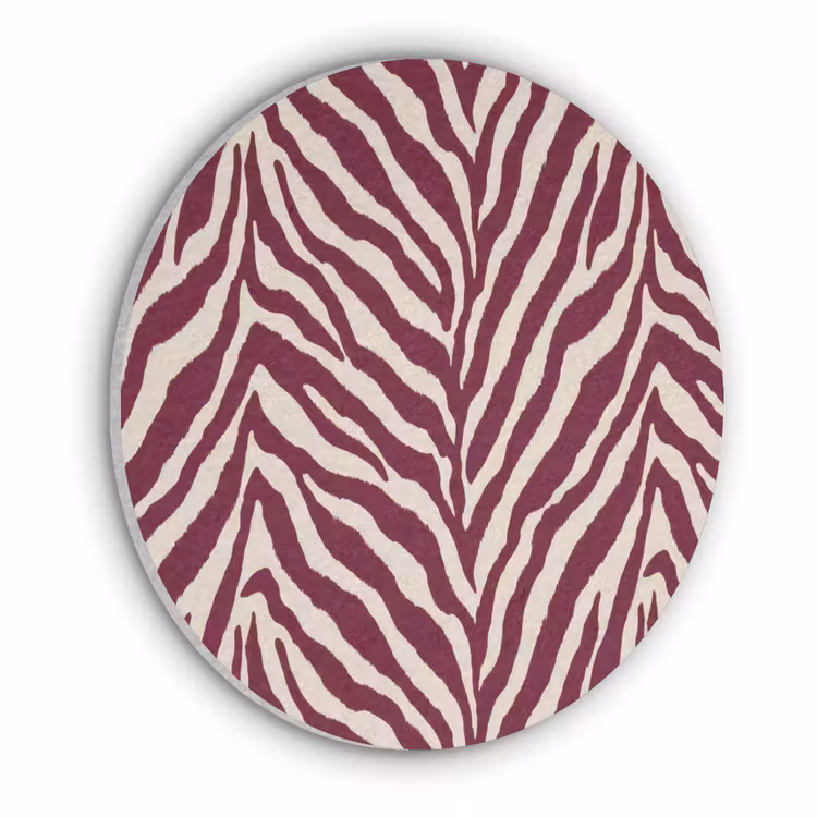 Zebra - Motief - Bordeaux - Rood Akoestische PET Vilt - Rond klein 838 -3d